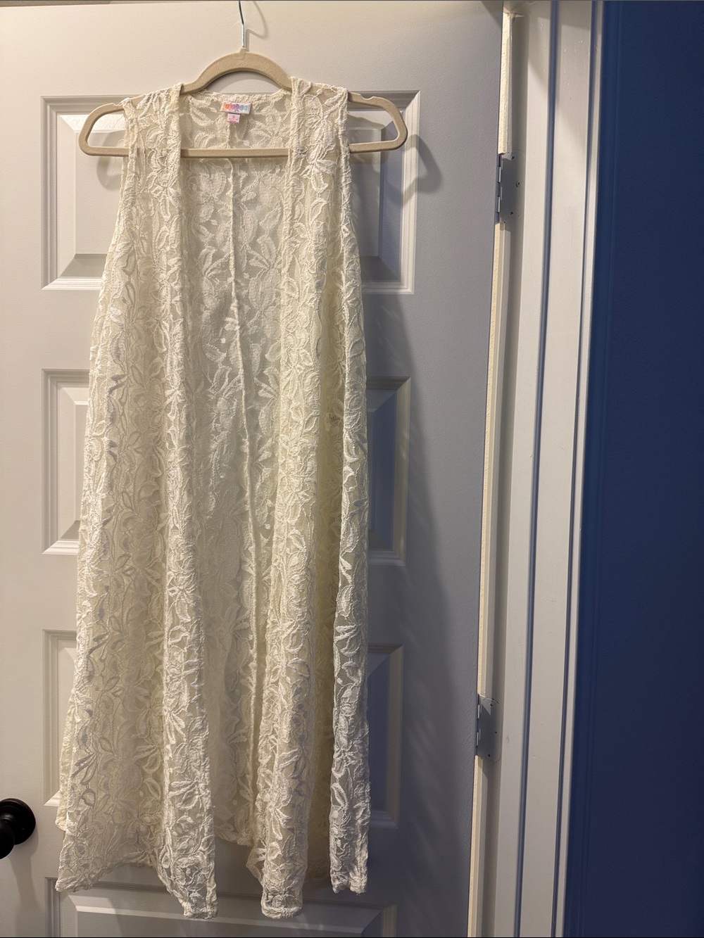LuLaRoe Cream Lace Duster Vest